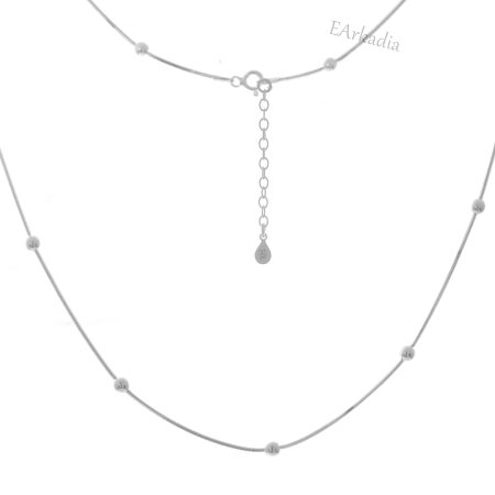 Naszyjnik choker kuleczki 4 mm żmijka srebro 925